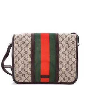 Gucci Web Flap Messenger Bag Gg Coated #218318G10B